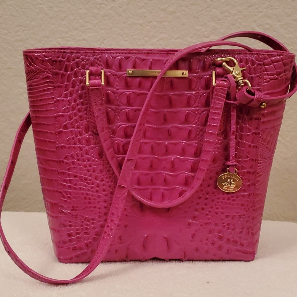 Brahmin Med Tote Fuchsia 10"h x11"w x4"